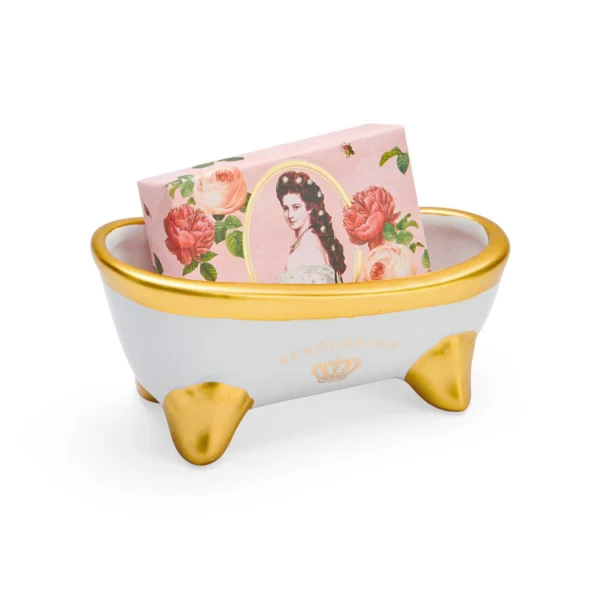 Badewanne mit Seife aus der Kollektion Sisi Rosen im Schönbrunn Online-Shop